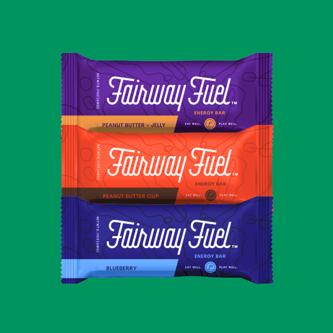Fairway Fuel Energy Bars Sampler Pack - All 3 Flavors, Peanut Butter and Jelly, Peanut Butter Cup, and Blueberry